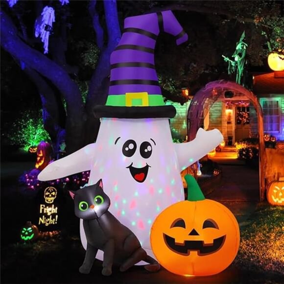 GOOSH 5 FT Halloween Inflatables Ghost Outdoor Decorations Blow Up Yard Cute - Picture 7 of 7